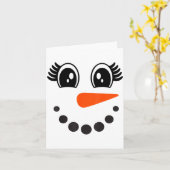Snowman Girl Face For Girls Christmas Winter  カード (黄色い花)