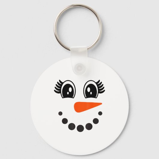 Snowman Girl Face For Girls Christmas Winter  キーホルダー (正面)