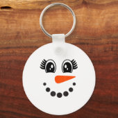 Snowman Girl Face For Girls Christmas Winter  キーホルダー (正面)