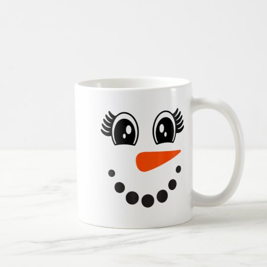 Snowman Girl Face For Girls Christmas Winter  コーヒーマグカップ (右)