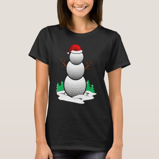Snowman Golf Ball Santa Hat Christmas Pajama Xmas Tシャツ (正面)