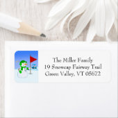  Snowman Golfer Return Address Label ラベル (インサイチュ)
