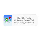  Snowman Golfer Return Address Label ラベル (正面)