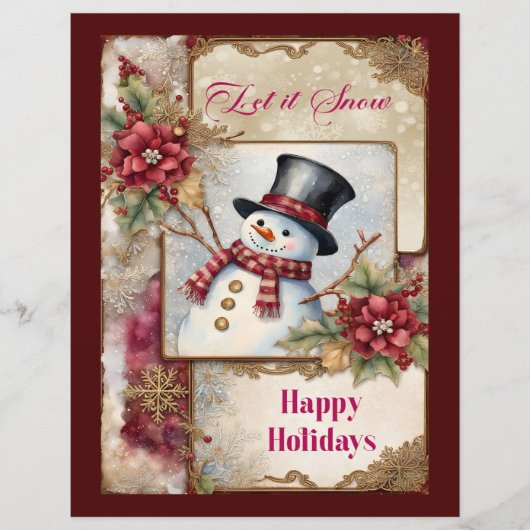 Snowman Greetings Scrapbook Paper (正面)