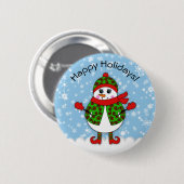 Snowman Happy Holidays冬の風変わりな女性 缶バッジ (正面&裏面)