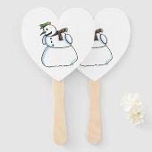 Snowman heart hand fans ハンドファン (正面&裏面)