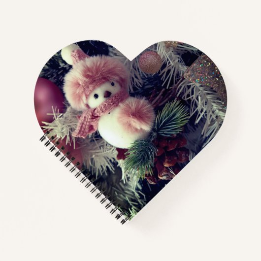 Snowman Heart-Shaped Spiral Notebook ノートブック (正面)