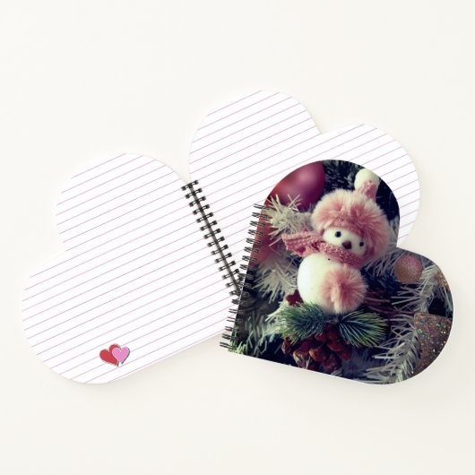 Snowman Heart-Shaped Spiral Notebook ノートブック (内部)