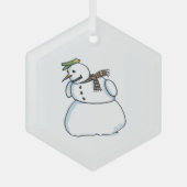 Snowman hexagon glass ornament ガラスオーナメント (正面)