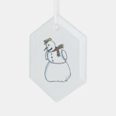 Snowman hexagon glass ornament ガラスオーナメント (正面左)