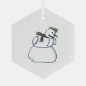 Snowman hexagon glass ornament ガラスオーナメント (裏面)