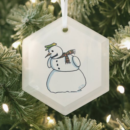 Snowman hexagon glass ornament ガラスオーナメント (インサイチュ)