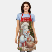 Snowman Holiday Baking Apron エプロン (着用した状態)