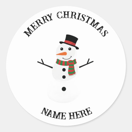 Snowman Holiday Sticker | Custom Christmas Gift ラウンドシール (正面)