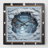 Snowman Ice Cave スクエア壁時計 (正面)