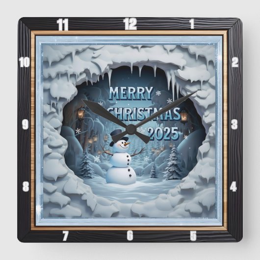 Snowman Ice Cave スクエア壁時計 (正面)