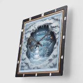 Snowman Ice Cave スクエア壁時計 (傾斜)