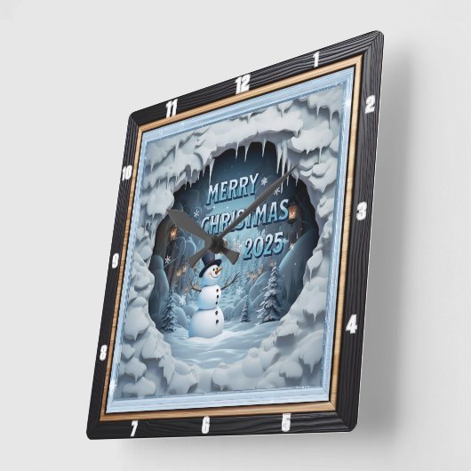 Snowman Ice Cave スクエア壁時計 (傾斜)