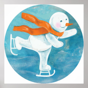 Snowman Ice Skater ポスター