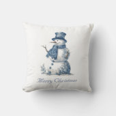 Snowman in Delft Blue, customizable クッション (正面)