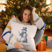 Snowman in Delft Blue, customizable クッション