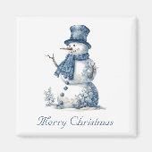 Snowman in Delft Blue, customizable マグネット (正面)