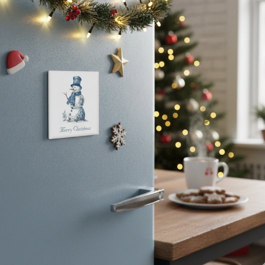 Snowman in Delft Blue, customizable マグネット
