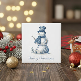 Snowman in Delft Blue, customizable マグネット