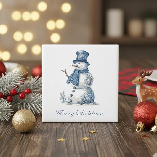Snowman in Delft Blue, customizable マグネット