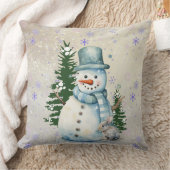 "Snowman in Falling Snow" with Rabbit and Trees クッション (ブランケット)