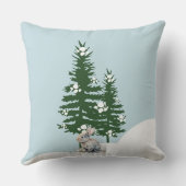 "Snowman in Falling Snow" with Rabbit and Trees クッション (裏面)