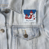 Snowman Knitting Christmas Scarf 缶バッジ (インサイチュ)