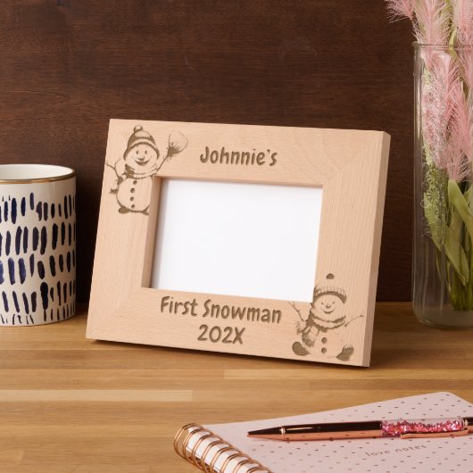 Snowman Laser Etched Picture Frame レーザー彫刻フレーム (左)