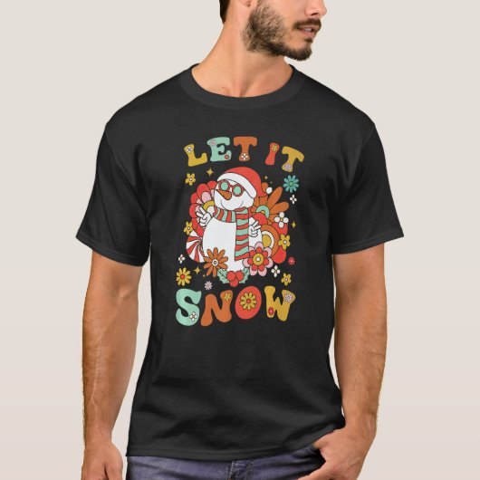 Snowman Let It Snow Christmas Holiday Outfit Costu Tシャツ (正面)