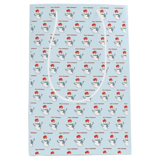 Snowman. Merry Christmas. ミディアムペーパーバッグ (正面)