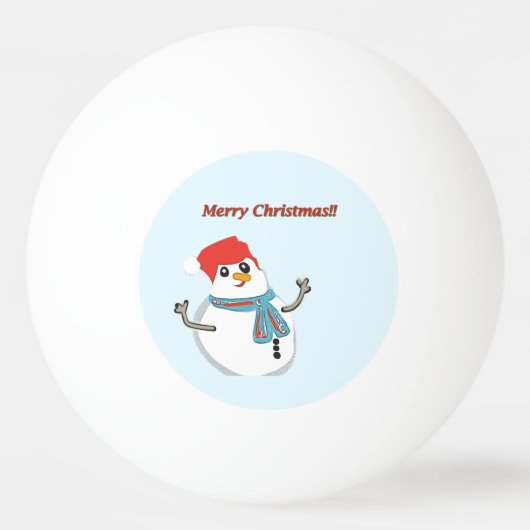 Snowman. Merry Christmas. 卓球ボール (正面)