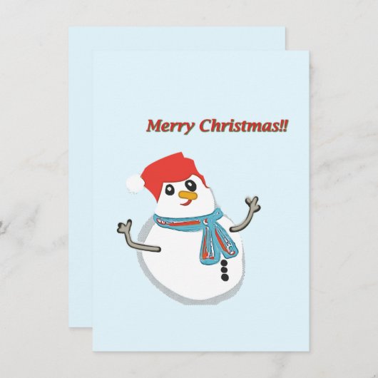 Snowman. Merry christmas!! 招待状 (正面/裏面)