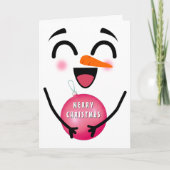Snowman Merry Christmas Cute Smiling Face Winter カード (正面)