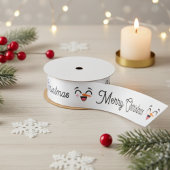 Snowman Merry Christmas Cute Smiling Face Winter サテンリボン
