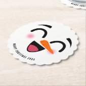 Snowman Merry Christmas Cute Smiling Face Winter ペーパーコースター (アングル)