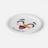 Snowman Merry Christmas Cute Smiling Face Winter ペーパープレート (アングル)