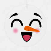 Snowman Merry Christmas Cute Smiling Face Winter メタルオーナメント (正面)