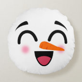 Snowman Merry Christmas Cute Smiling Face Winter ラウンドクッション (正面)