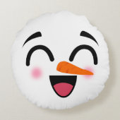 Snowman Merry Christmas Cute Smiling Face Winter ラウンドクッション (裏面)