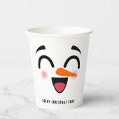 Snowman Merry Christmas Cute Smiling Face Winter 紙コップ (正面)