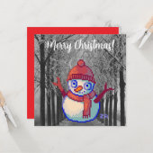 Snowman, Merry Christmas pixelart, Pixel Art カード (正面/裏面インサイチュ)