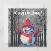 Snowman, Merry Christmas pixelart, Pixel Art カード (正面)