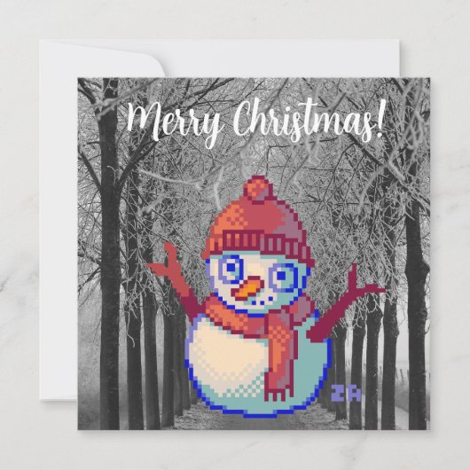 Snowman, Merry Christmas pixelart, Pixel Art カード (正面)