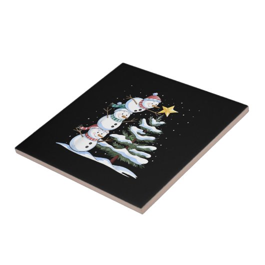 Snowman Merry Christmas Santa Claus Tree Snow Fami タイル (側面)