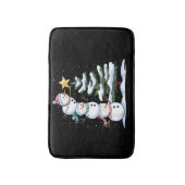 Snowman Merry Christmas Santa Claus Tree Snow Fami バスマット (正面縦)